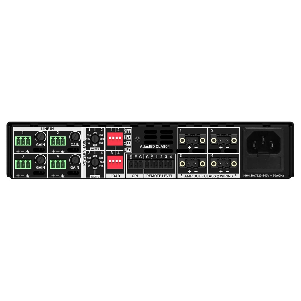 AtlasIED CLA804 800-W Four Channel Multi Impedance Power Share Amplifier