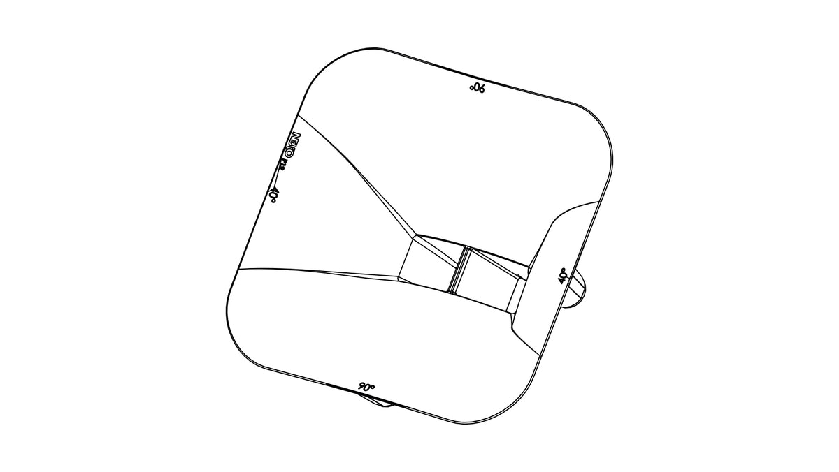 NEXO PNU-P12FLG9040 dispersion flange (90° × 40°) for P12, line drawing