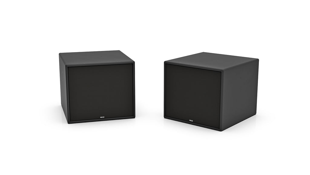 NEXO eLS400 installation subwoofer in black, front and angled views