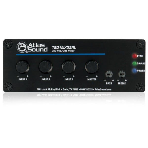 AtlasIED TSD-MIX32RL 3x2 Stereo Line Mixer with Remote Level Control