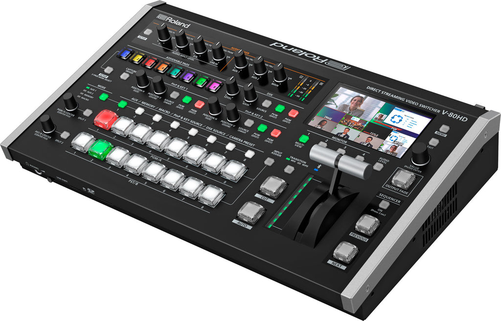 Roland V-80HD Compact 8-Input Hybrid Video Switcher with SDI/HDMI & USB Streaming, Audio Mixing