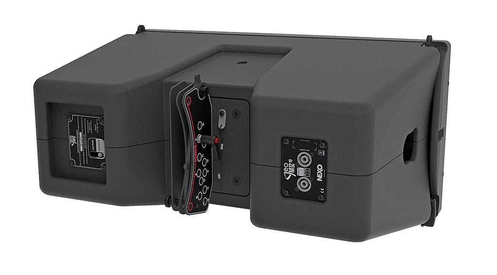 NEXO GEO M12 line array module, rear view showing rigging and connector panels