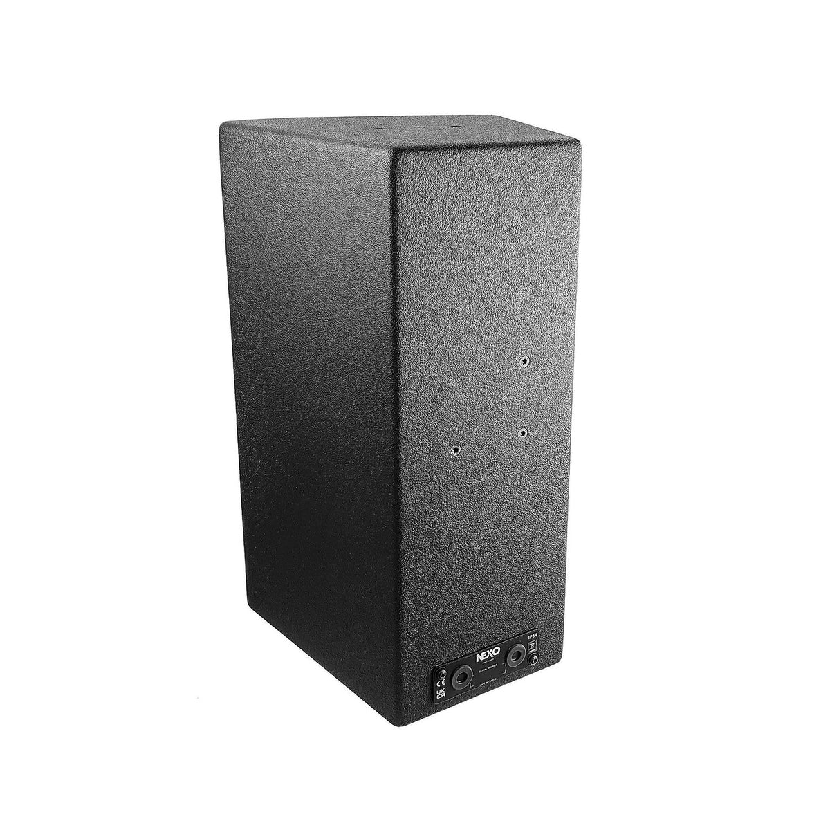 NEXO ePS10 installation speaker, angled rear view with connection plate