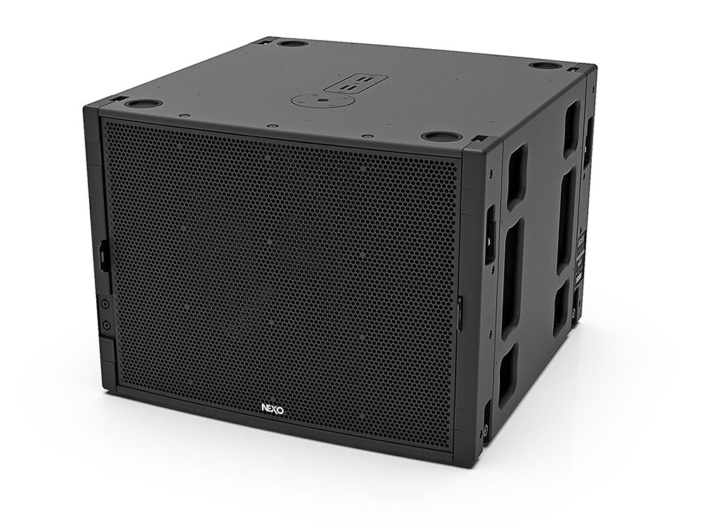 NEXO MSUB18 arrayable subwoofer, angled front view