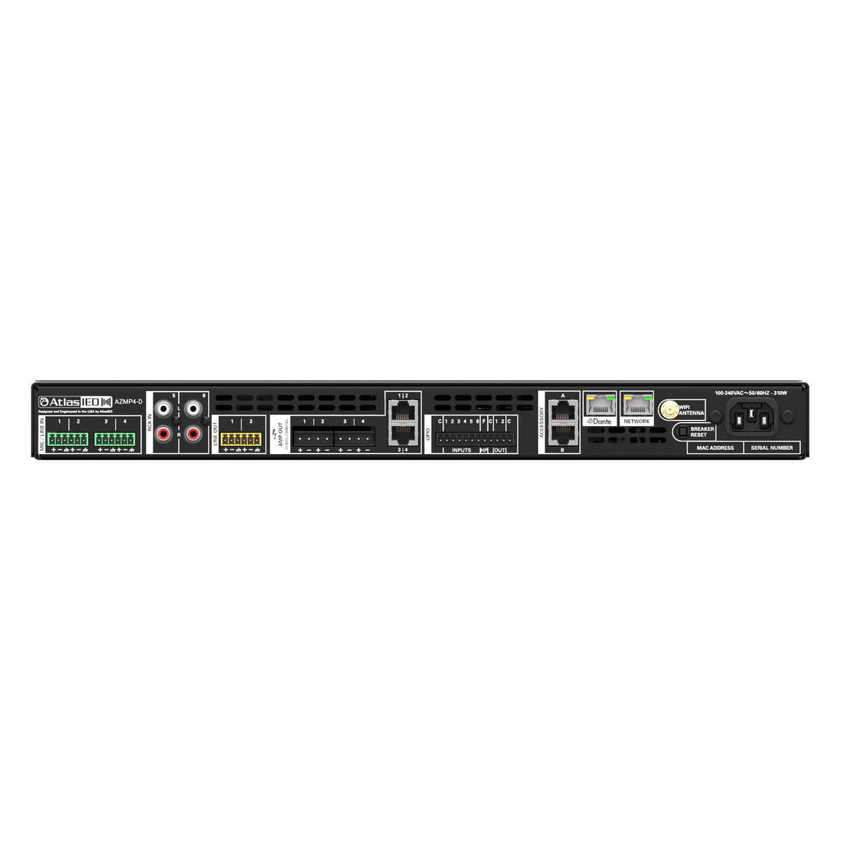 AtlasIED AZMP4-D Atmosphere™ 4-Zone Signal Processor & 600W Amplifier