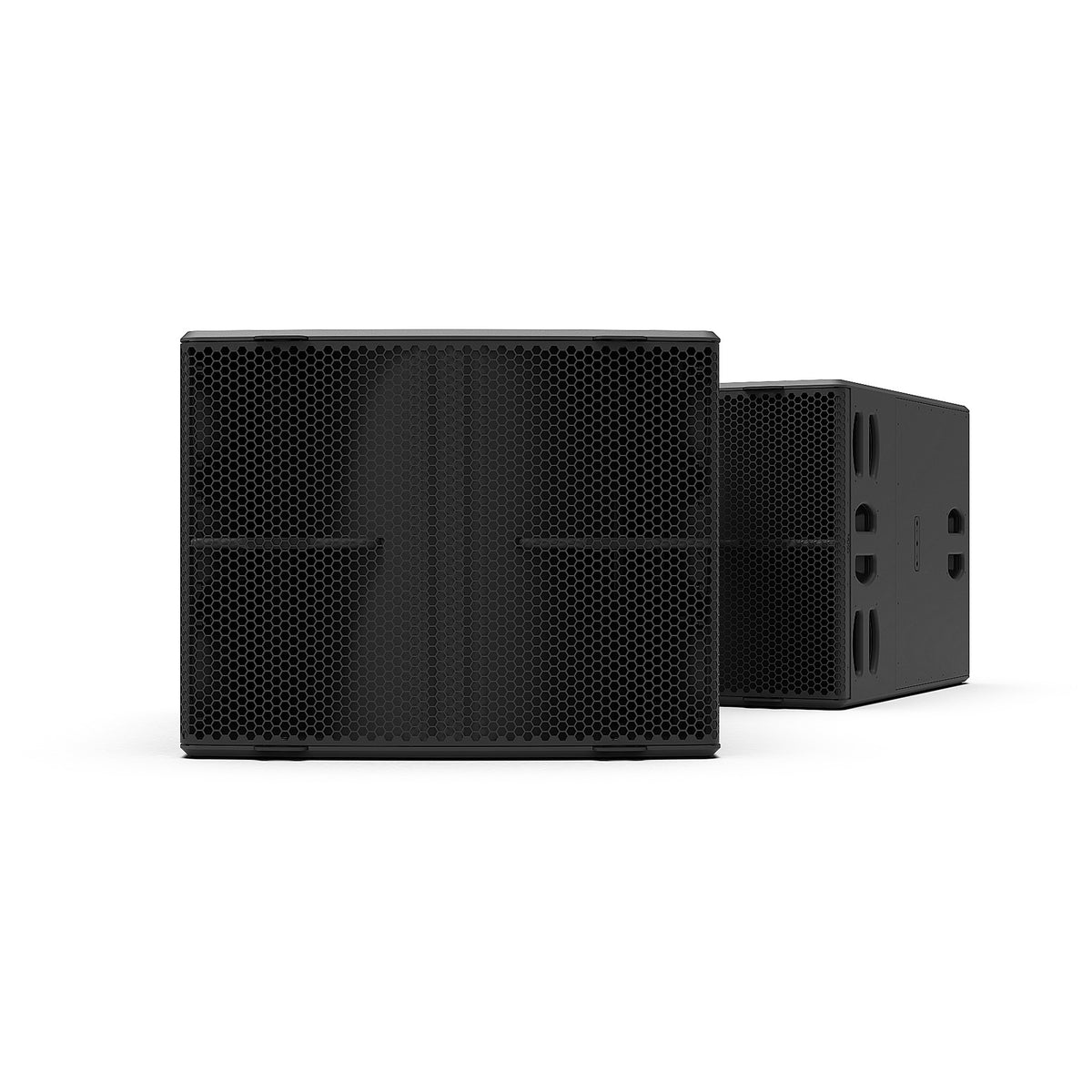 NEXO L20 subwoofer in black, front and angled views