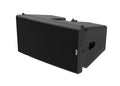 NEXO GEO M12 line array module, installation version in black, angled front view