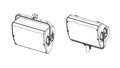 NEXO VNU-HBRK500 horizontal bracket holding a P10, two views, line drawing
