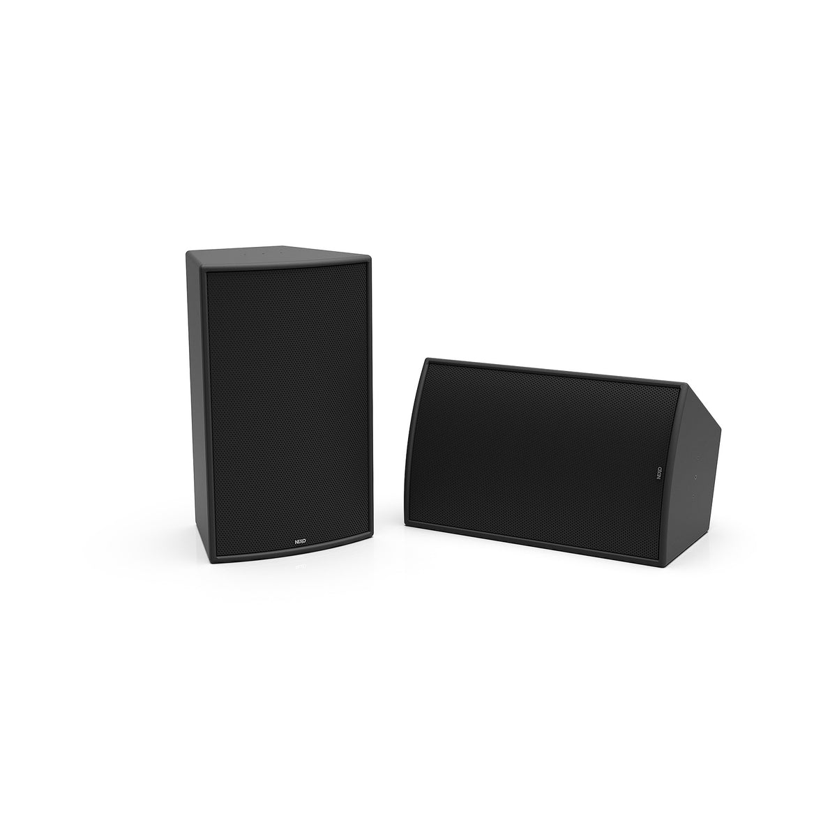 NEXO ePS12-EN54 installation speaker in black, upright and horizontal