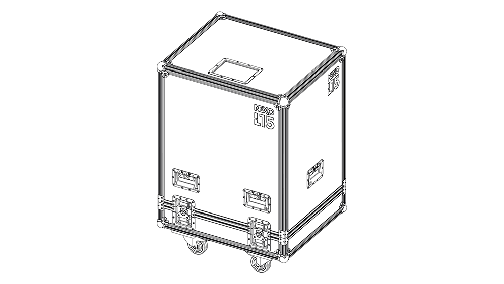 NEXO LNT-2CASE15 flight case for two L15 subwoofers, line drawing