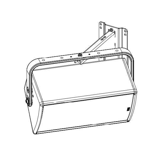 NEXO VNI-WM280 hanging bracket (280 mm) holding a speaker horizontally, line drawing