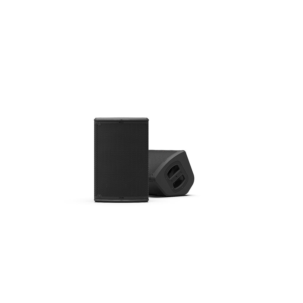 NEXO P8 point source speaker in black, upright and as a floor monitor