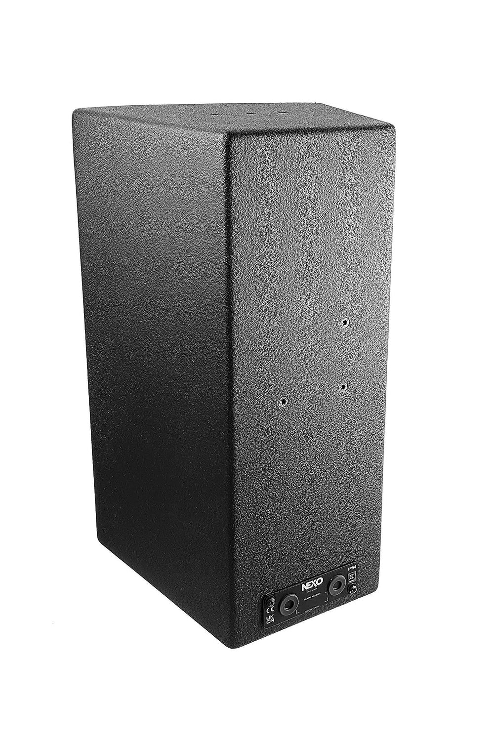 NEXO ePS10 installation speaker, angled rear view with connection plate