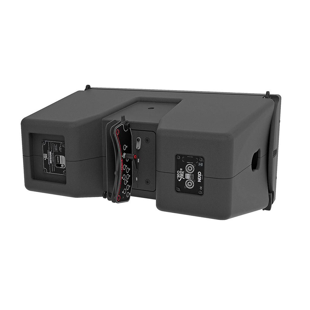 NEXO GEO M12 line array module, rear view showing rigging and connector panels