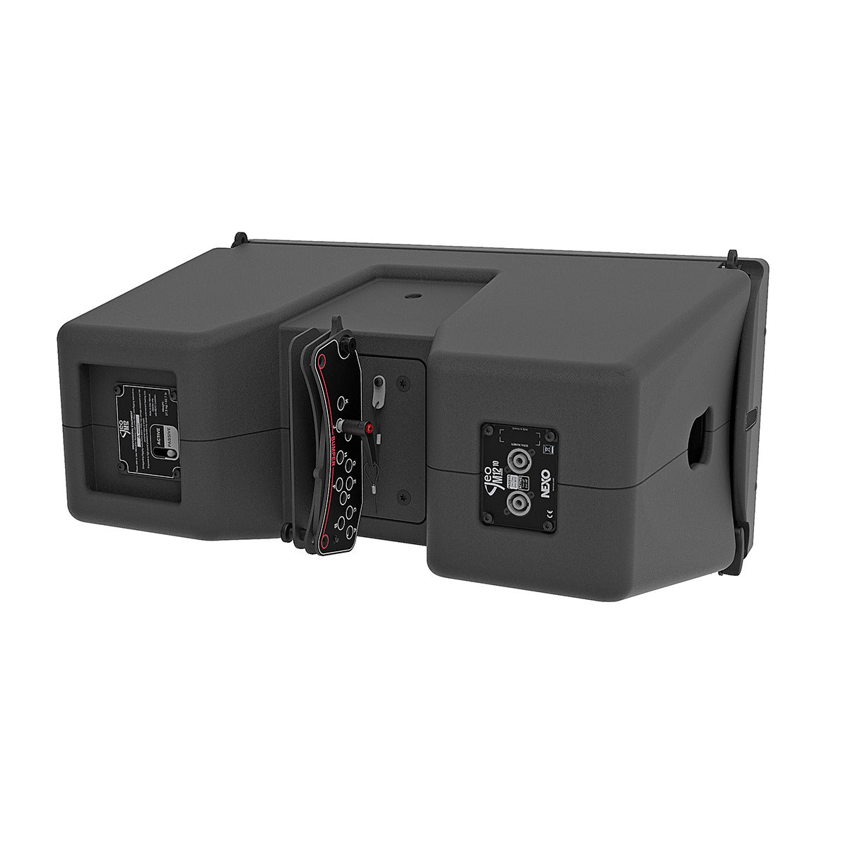 NEXO GEO M12 line array module, rear view showing rigging and connector panels