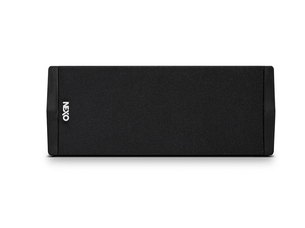 NEXO ID24 compact speaker, installation version in black, front view in horizontal orientation