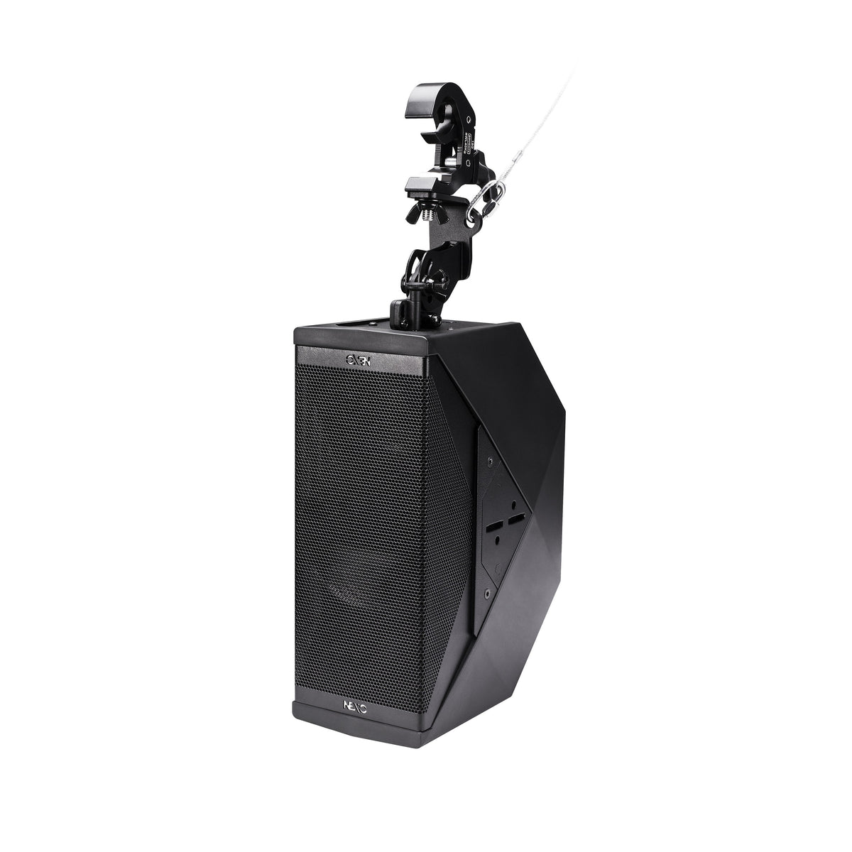 NEXO ID24 compact speaker, touring version, flown vertically from a clamp