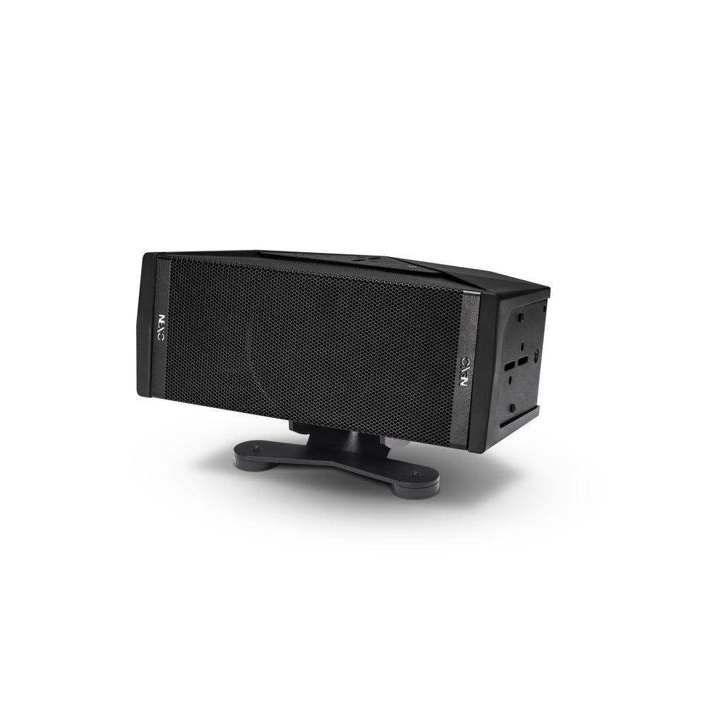 NEXO ID24 compact speaker, touring version, on a low stand as a stage front fill
