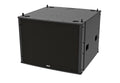 NEXO MSUB18 arrayable subwoofer, installation version in black, angled front view