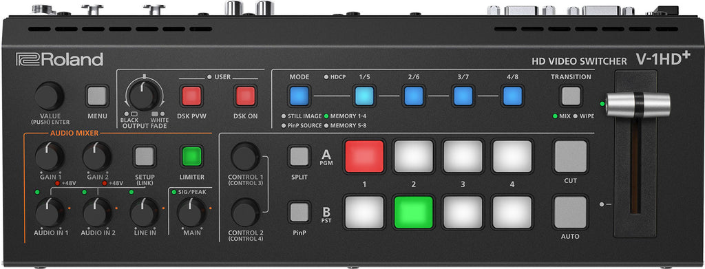 Roland V-1HD+ 4-Channel HDMI Switcher with Audio Mixer and Mic Preamps