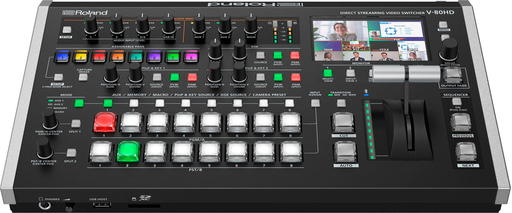 Roland V-80HD Compact 8-Input Hybrid Video Switcher with SDI/HDMI & USB Streaming, Audio Mixing