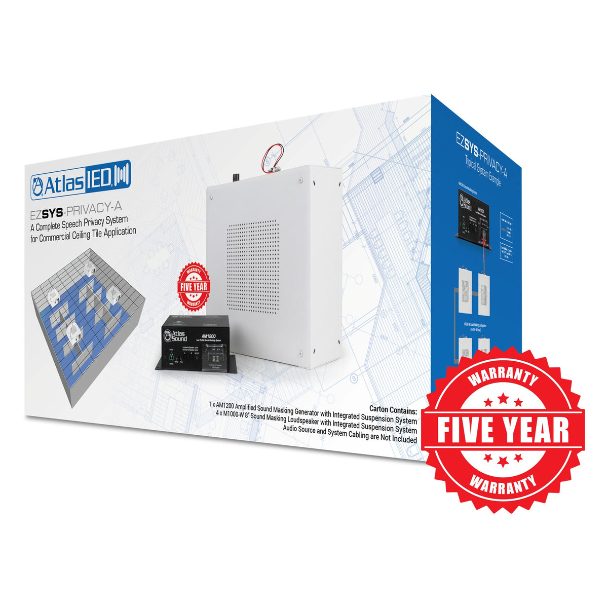 AtlasIED EZSYS-PRIVACY-A Best Sound Masking Systems For Office, Complete Package