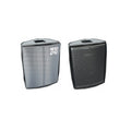 NEXO PNT-COV10 cover for P10, shown on the speaker next to an uncovered P10
