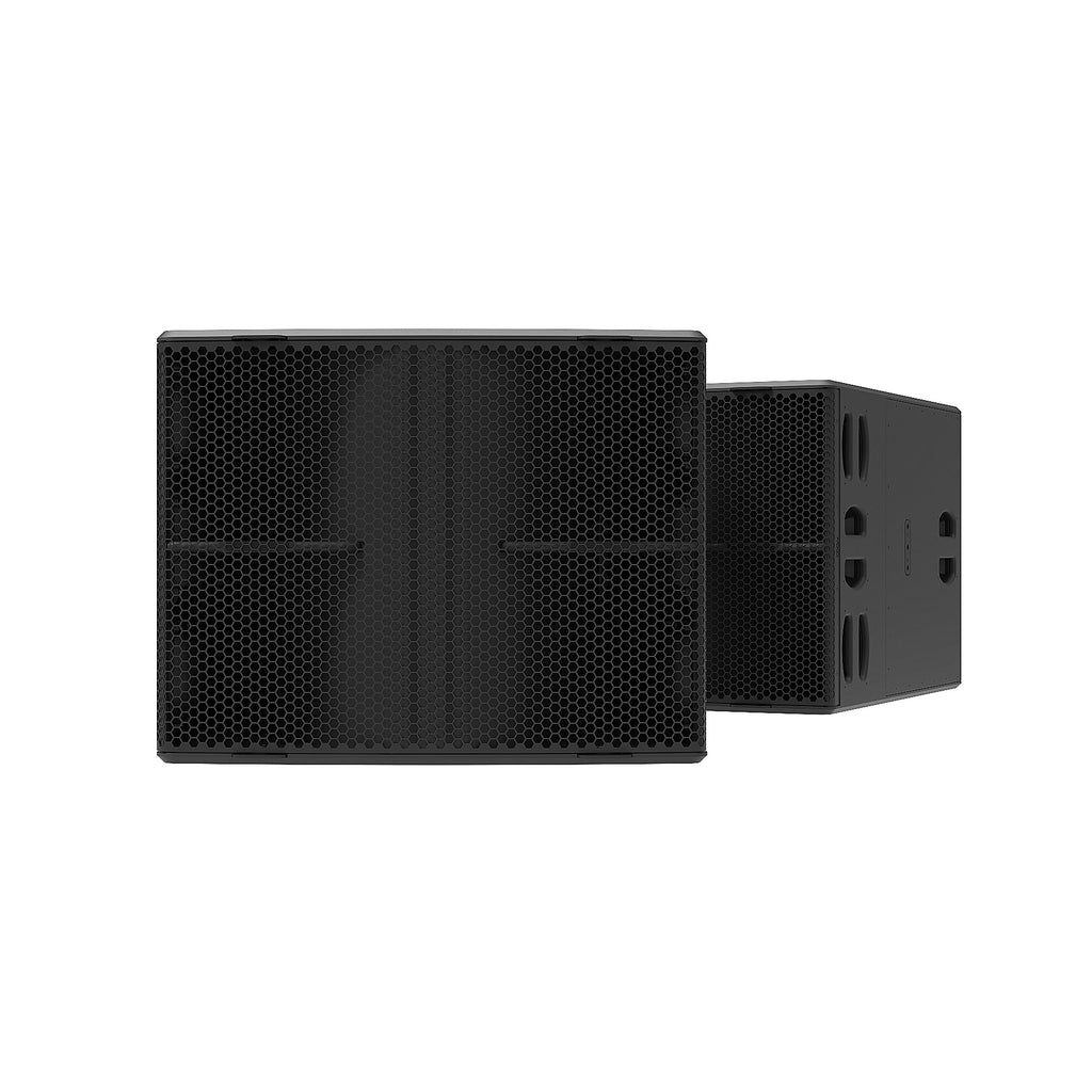 NEXO L20 subwoofer, close front and angled views