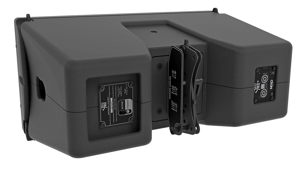 NEXO GEO M12 line array module, rear view showing the angle selector and connector panels