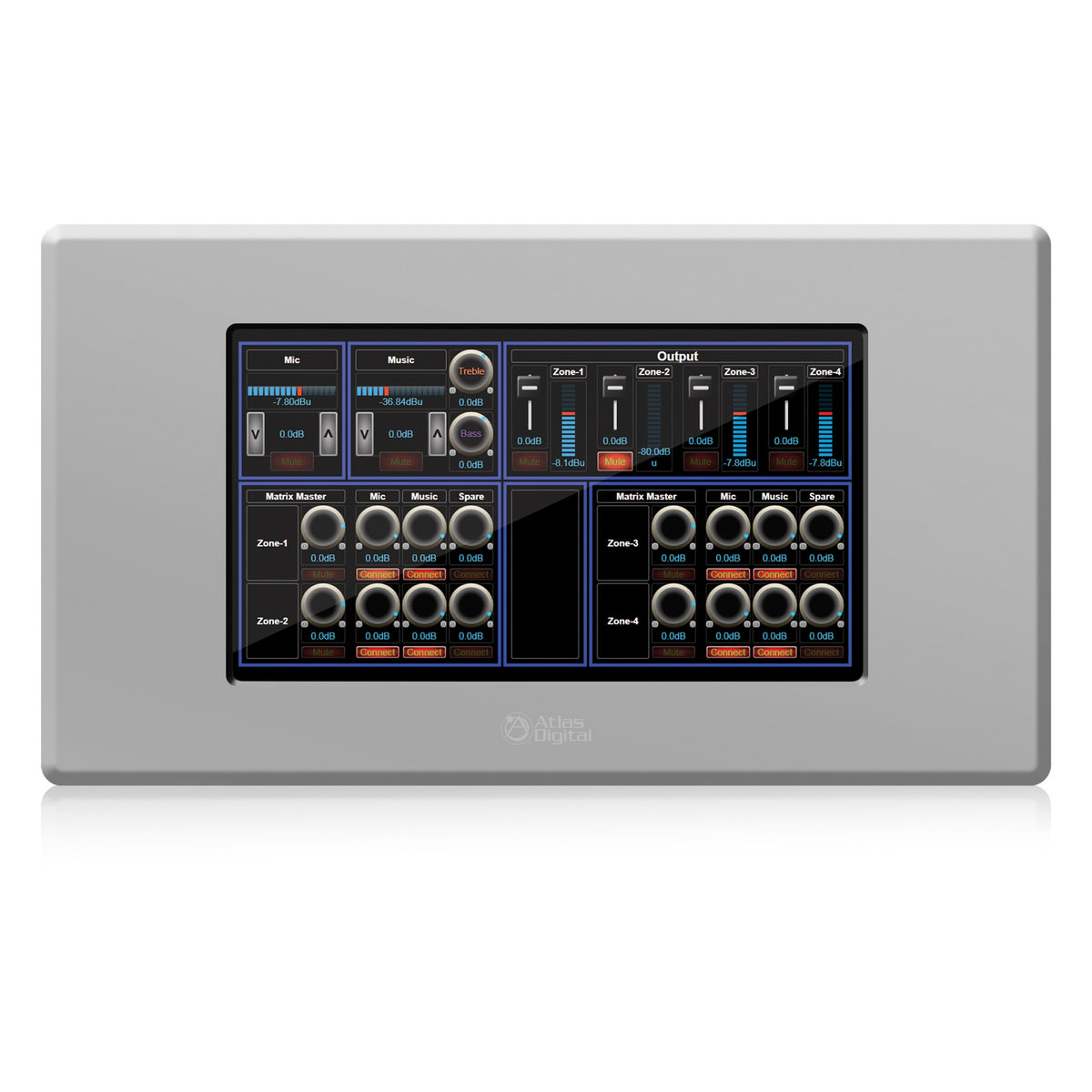 AtlasIED BBWP-TOUCH7W BlueBridge 7 Inch Touch Panel Wall Mount Controller, White