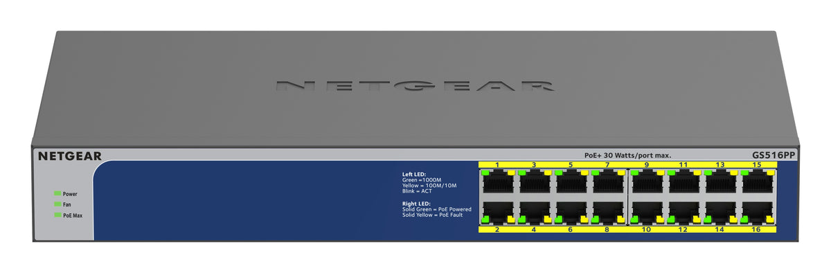 Netgear GS516PP 16-Port Switch PoE+ (260W)