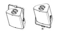 NEXO PNU-VBRK15 vertical bracket holding a P15, two views, line drawing