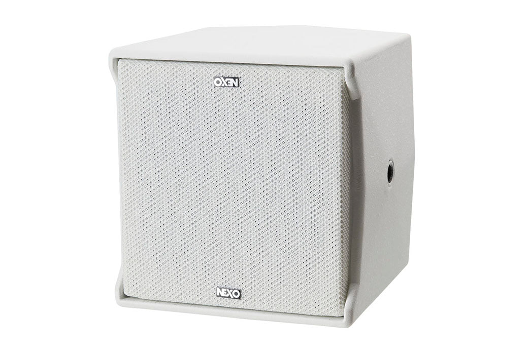 NEXO ID14 compact speaker in white, angled front view