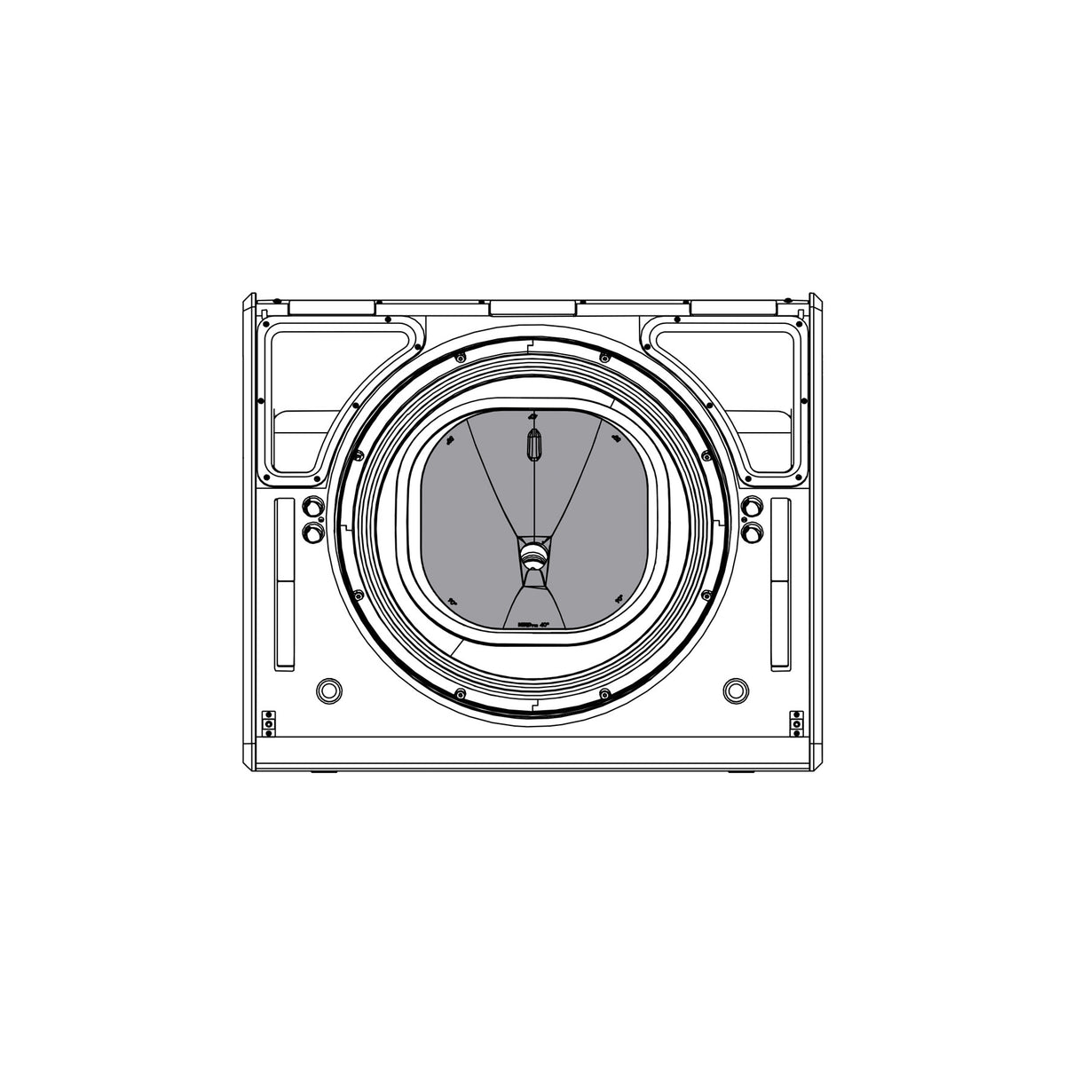 NEXO PNU-P18FLGPS PS dispersion flange fitted in a P18, front line drawing