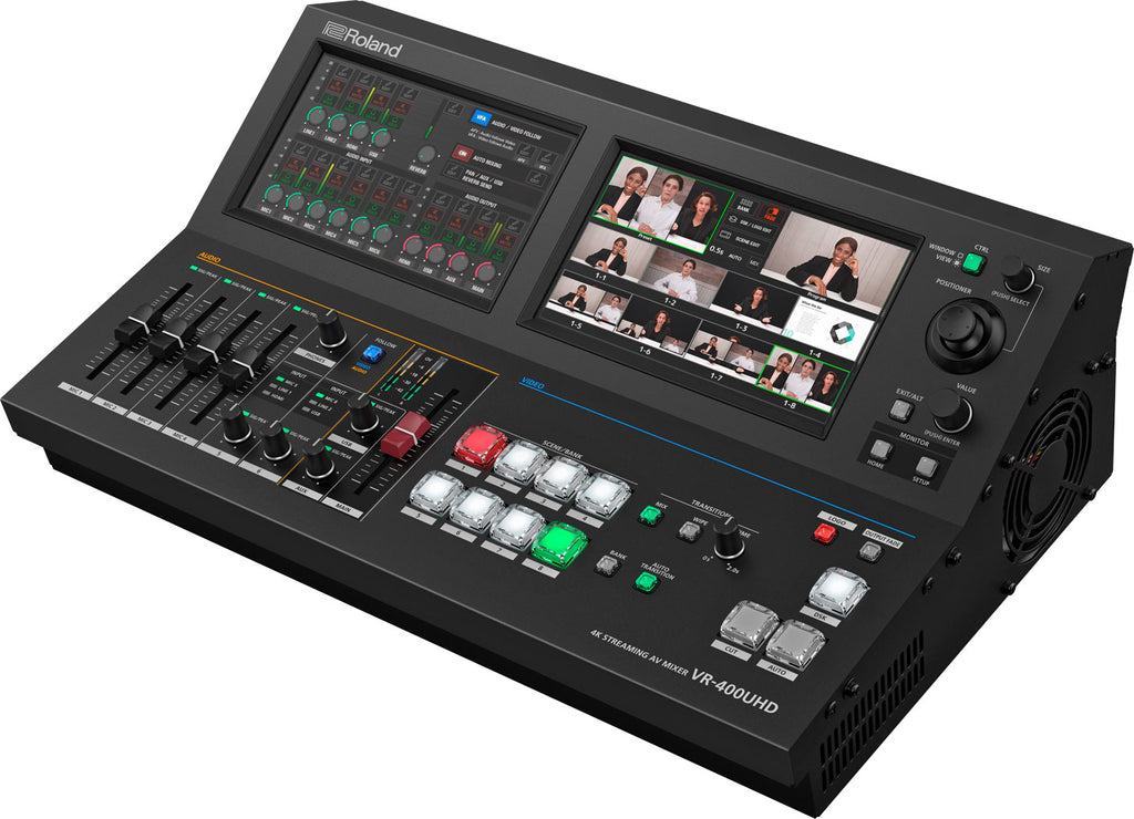 Roland VR-400UHD 4K Streaming Mixer with Four HDMI Inputs and Audio Mixing