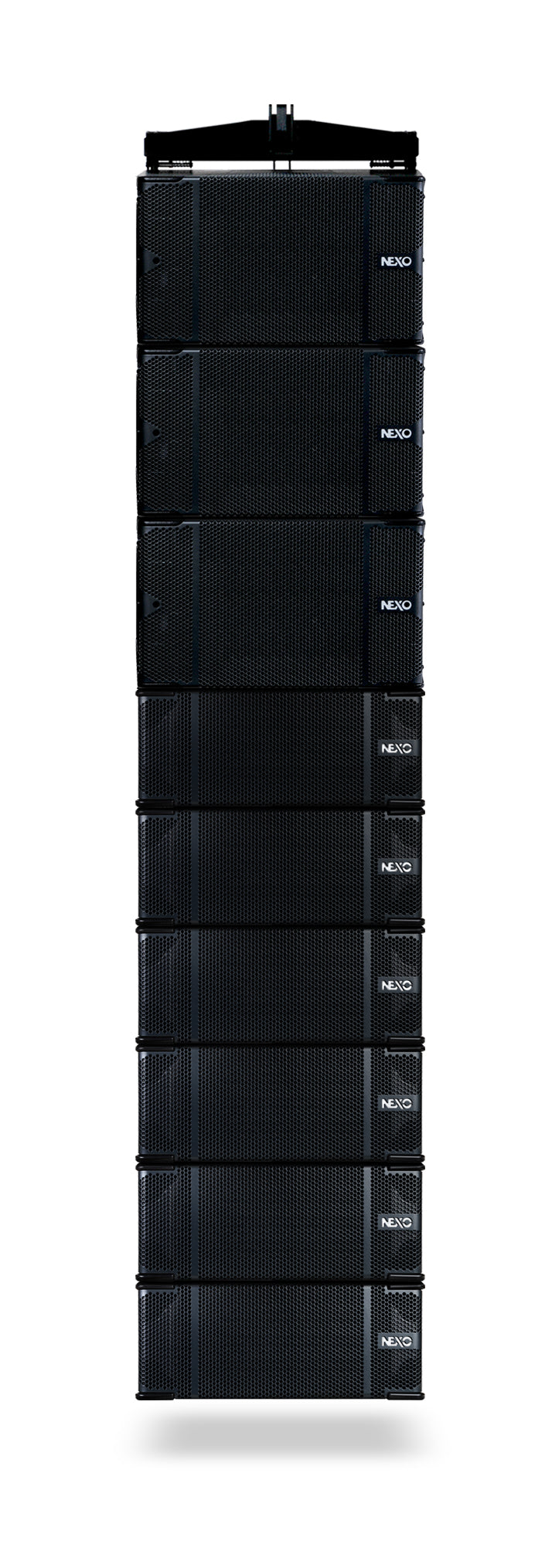 Flown NEXO STM M28 array, single column