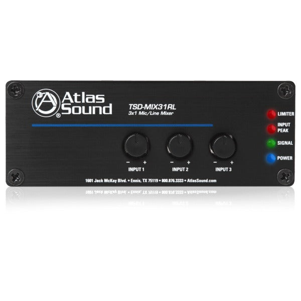 AtlasIED TSD-MIX31RL 3 x 1 Mic/Line Mixer