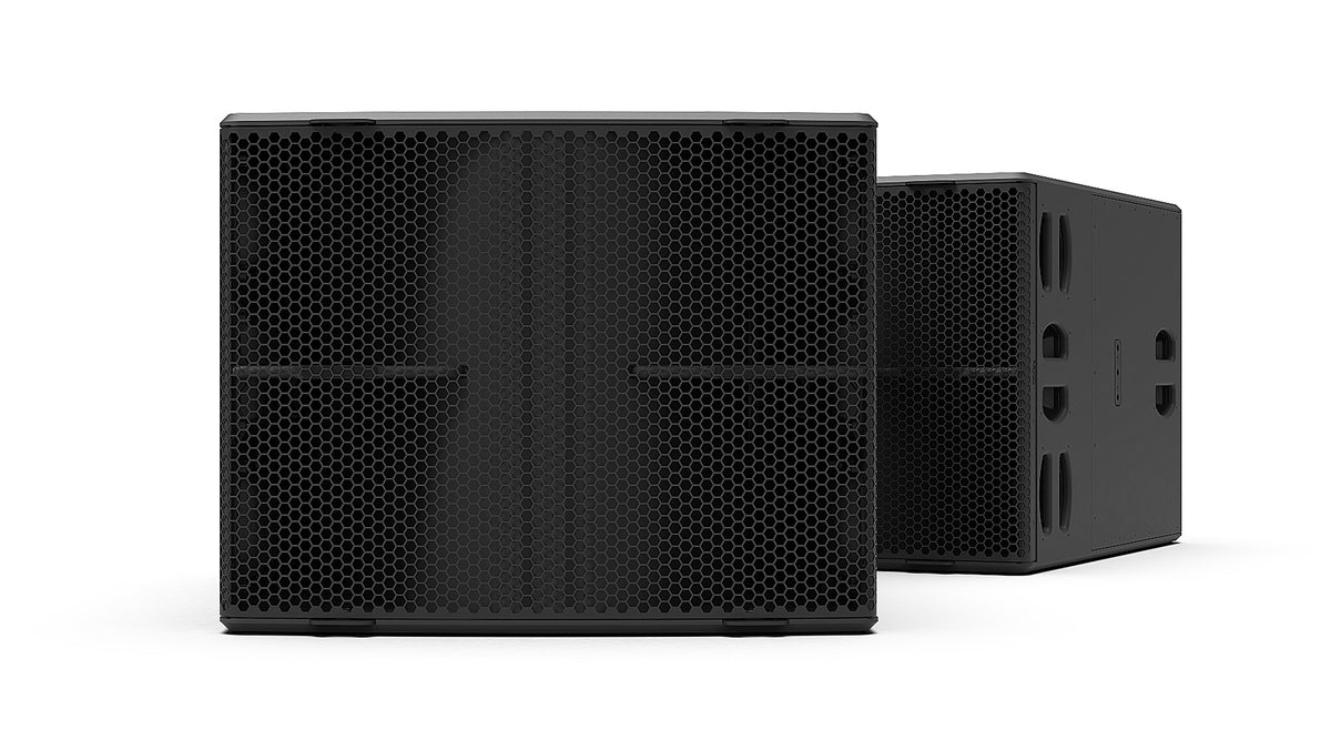 NEXO L20 subwoofer in black, front and angled views