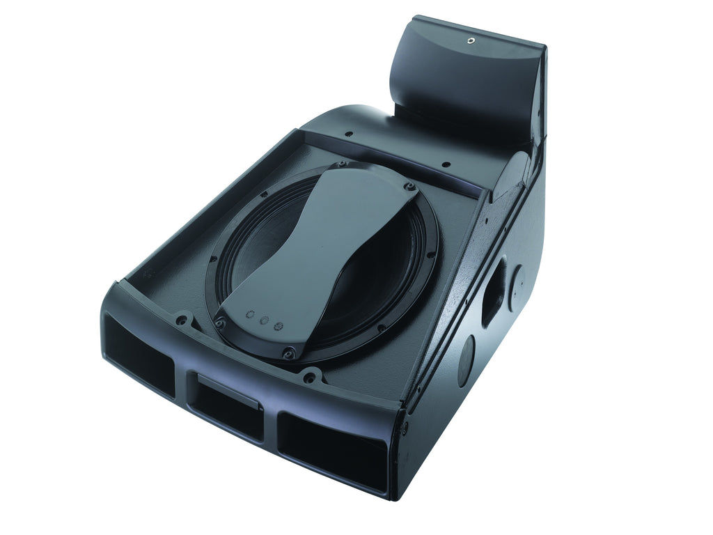 NEXO 45N-12 stage monitor with the front grille removed, showing the driver