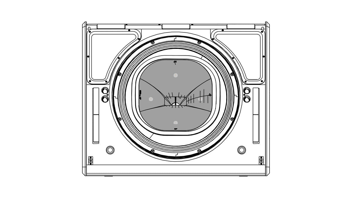 NEXO PNU-P18FLG9040 dispersion flange (90° × 40°) fitted in a P18, front line drawing