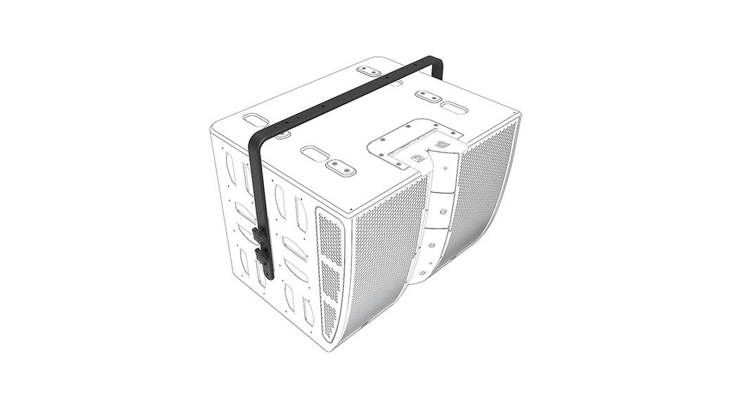 NEXO VNU-HBRK01 horizontal bracket on an Alpha+ cabinet, line drawing