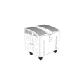 NEXO VNT-CAS01 casters kit fitted under Alpha+ cabinets, line drawing