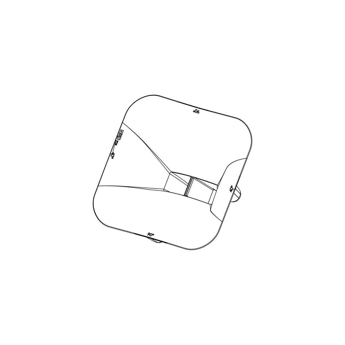 NEXO PNU-P12FLG9040 dispersion flange (90° × 40°) for P12, line drawing